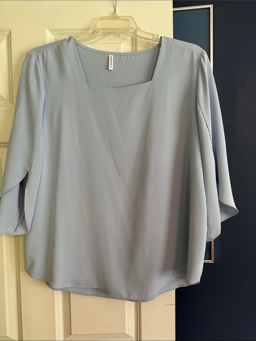 Light Blue Women's Square Neck Blouse